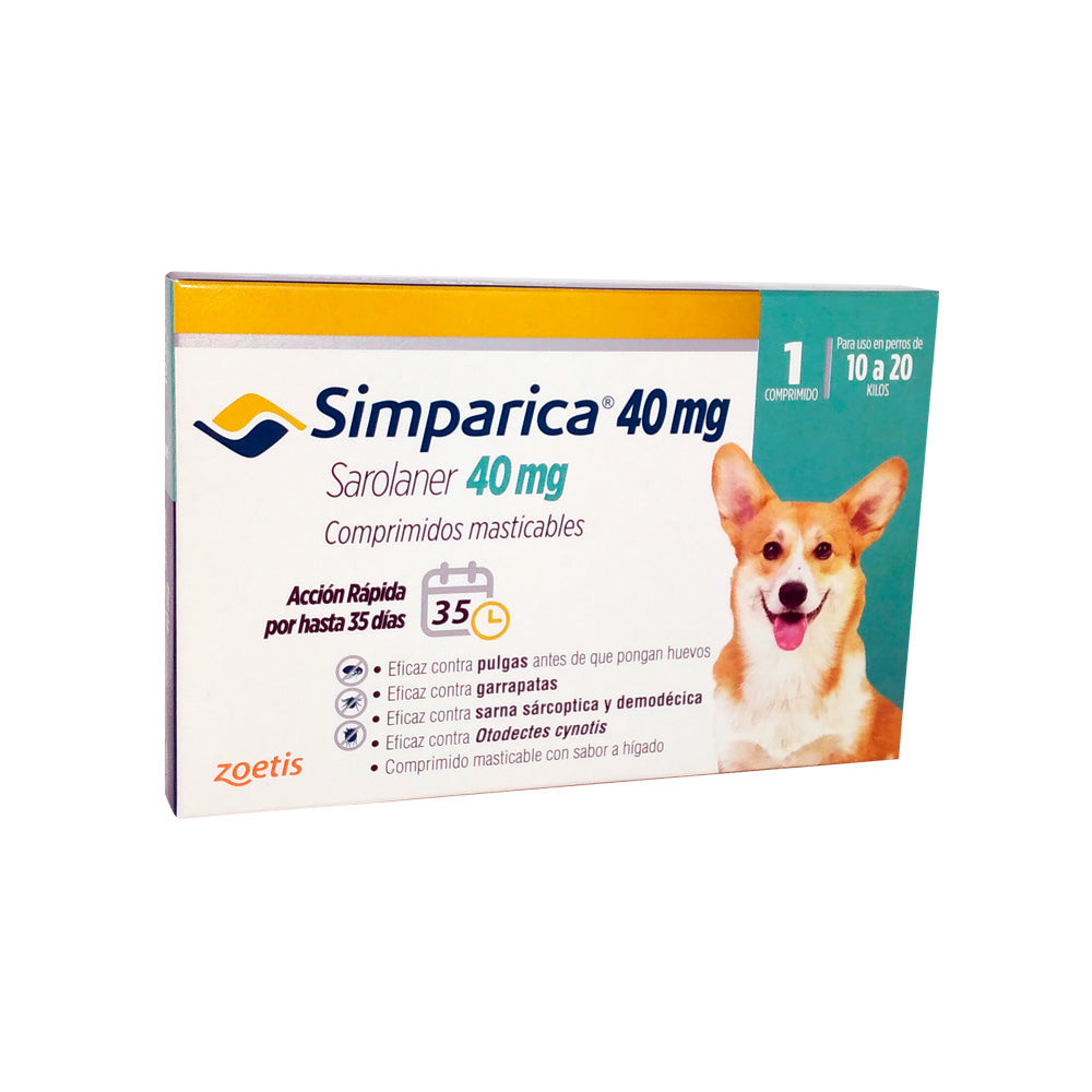 Simparica 40 Mg de 10 Kg a 20 Kg