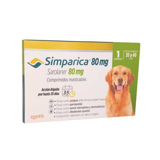 Simparica 80 Mg de 20 Kg a 40 Kg