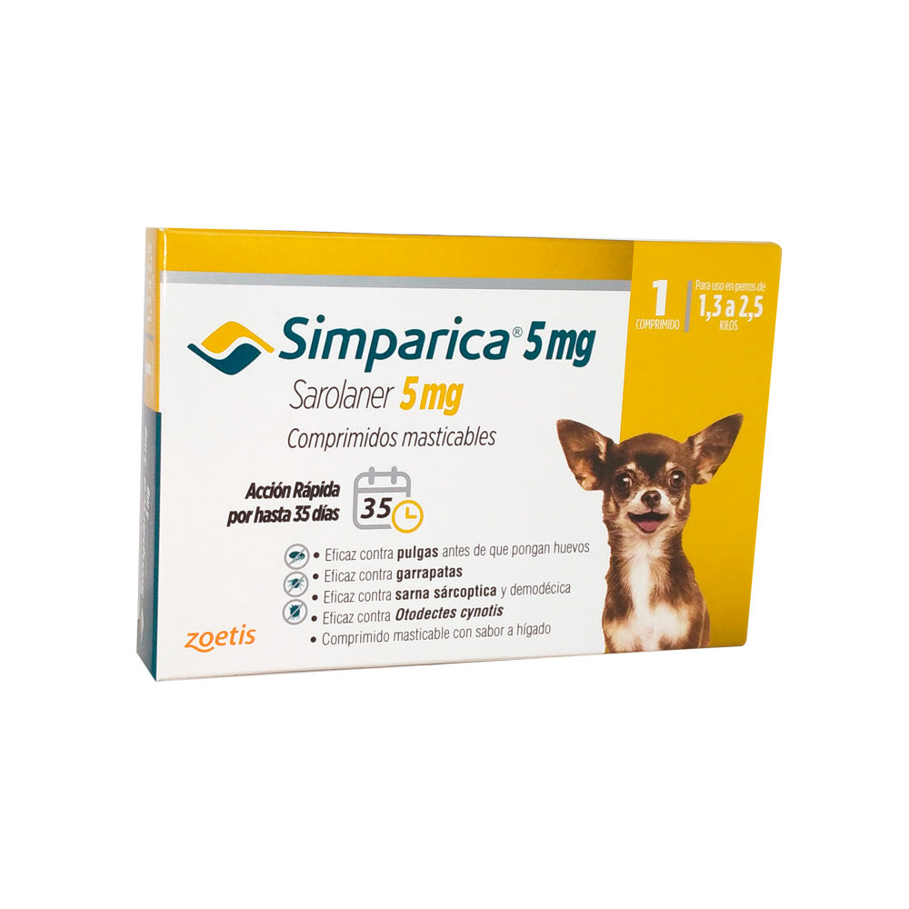 Simparica 5 Mg de 1,5 Kg a 2,5 Kg