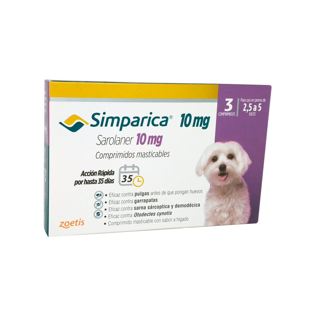 Simparica 10 Mg de 2,5 Kg a 5 Kg