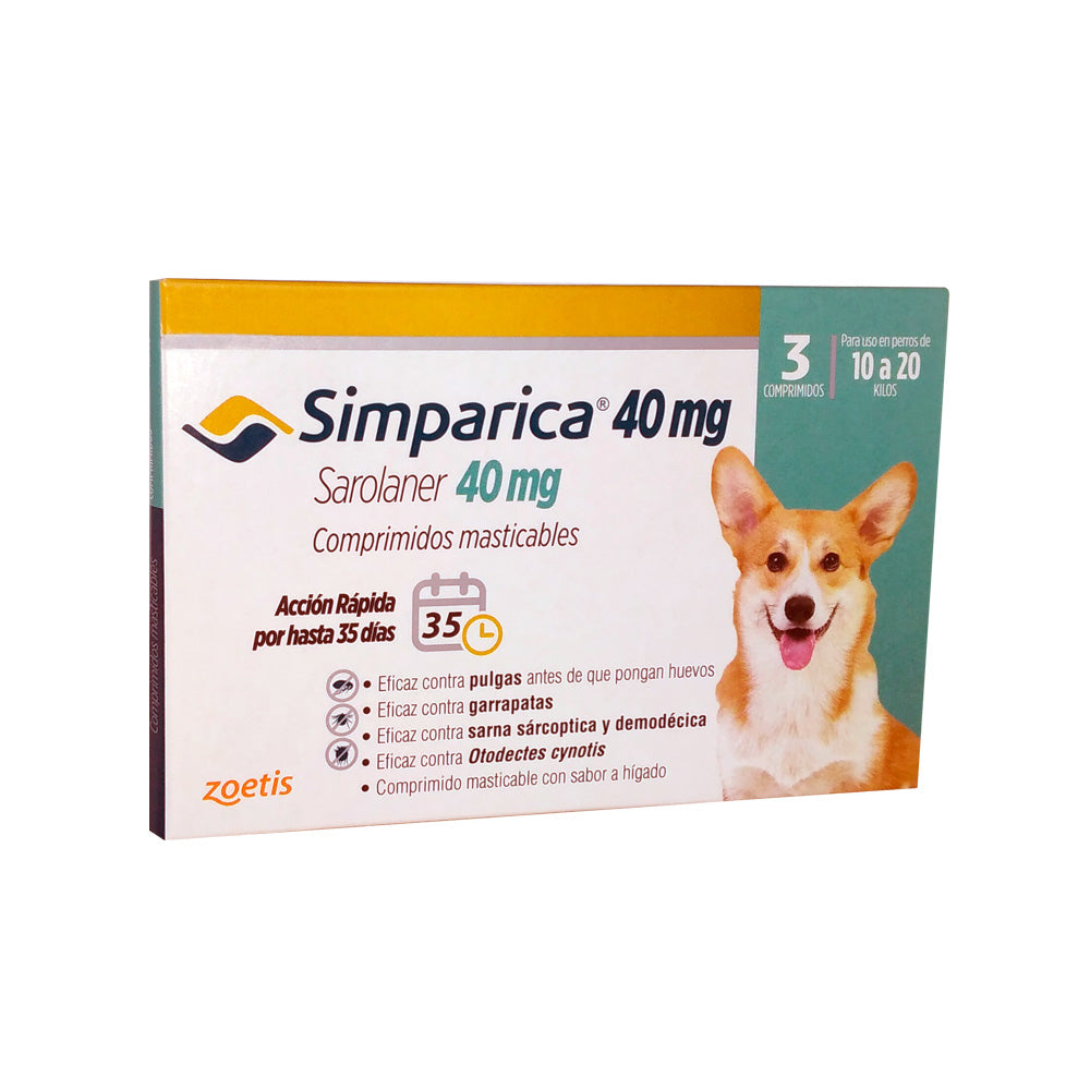 Simparica 40 Mg de 10 Kg a 20 Kg